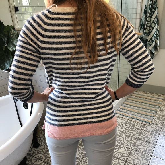 Navy and cream striped sweater - Picture 3 of 4